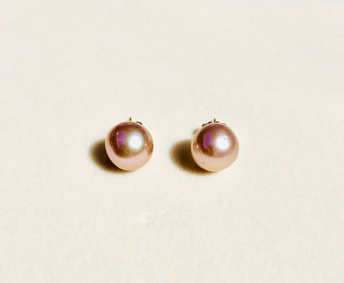 Pink Edison Pearl Stud Earrings