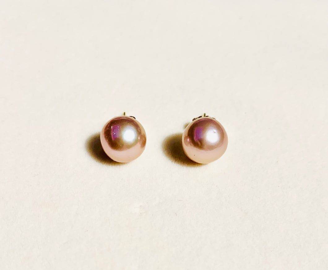 Pink Edison Pearl Stud Earrings