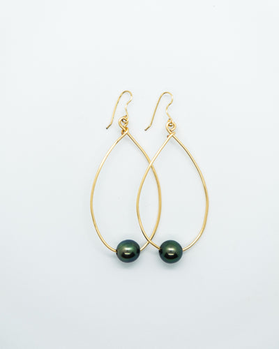 Tahitian Pearl Oval Hoop Earrings