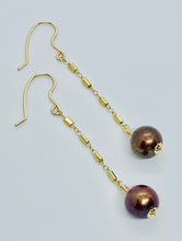 Load image into Gallery viewer, Chocolate Tahitian Pearl Dangles