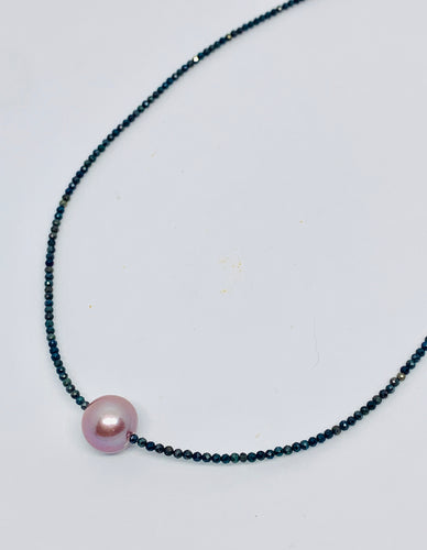 Pink Edison Pearl and Pyrite Necklace