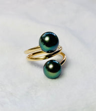 Load image into Gallery viewer, Double Tahitian Pearl Swirl Ring