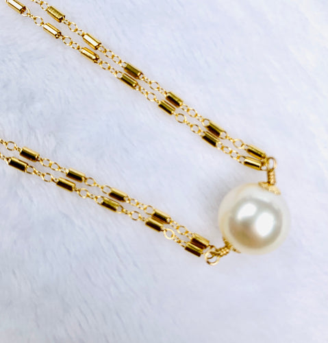 White Edison Pearl Floating Necklace
