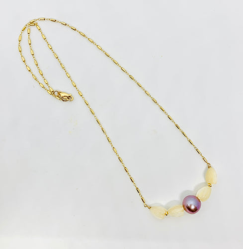 Pikake Blooms and Pink Edison Pearl Necklace