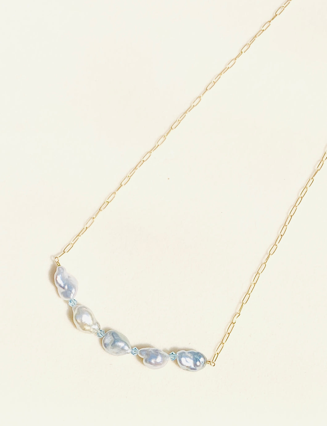 White Tahitian Keshi Pearly Necklace
