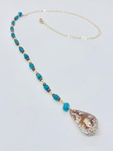 Load image into Gallery viewer, Cone Shell with Turquoise and Brown Bead Lariat