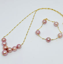 Load image into Gallery viewer, Pink Edison Pearl Lucky Seven Necklace