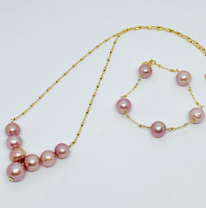 Pink Edison Pearl Lucky Seven Necklace