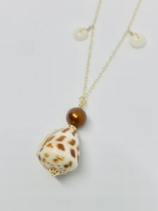 Hebrew Cone Chocolate Tahitian Puka Shell Necklace