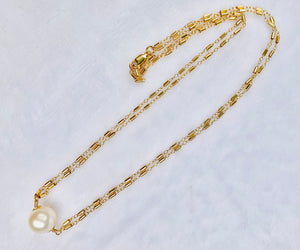 White Edison Pearl Floating Necklace