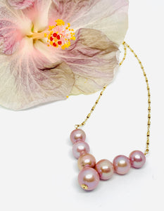 Pink Edison Pearl Lucky Seven Necklace