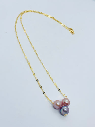 Pretty in Pink Edison Pearl Cluster Necklace