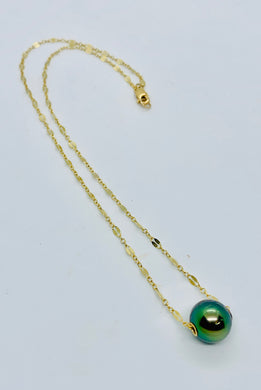 Peacock Tahitian Pearl Floating Necklace