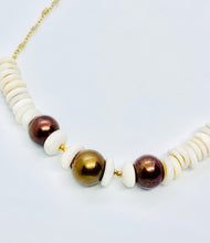 Load image into Gallery viewer, Chocolate Tahitian Pearl and Puka Shell Necklace