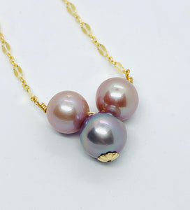 Pretty in Pink Edison Pearl Cluster Necklace