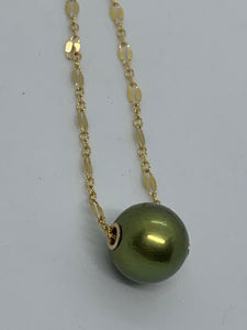Pistachio Tahitian Pearl Floating Necklace