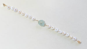 Puka Shell and Seafoam Glass Bracelet