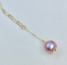 Load image into Gallery viewer, Pink Edison Pearl Elongated Lariat