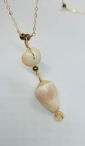 Cone and Puka Shell Long Necklace