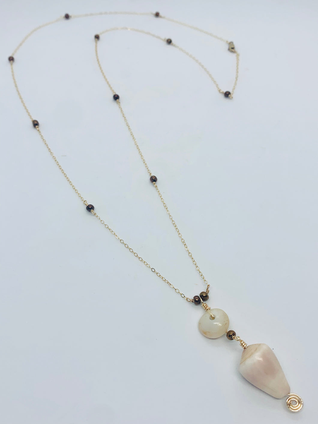 Cone and Puka Shell Long Necklace