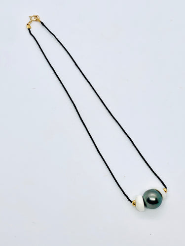 Tahitian Pearl and Puka Shell Choker